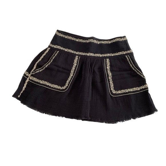 Isabel Marant Etoile Embroided Mini Skirt EU36 M Gray Raw Edge Boho Peasant Chic - Picture 1 of 11